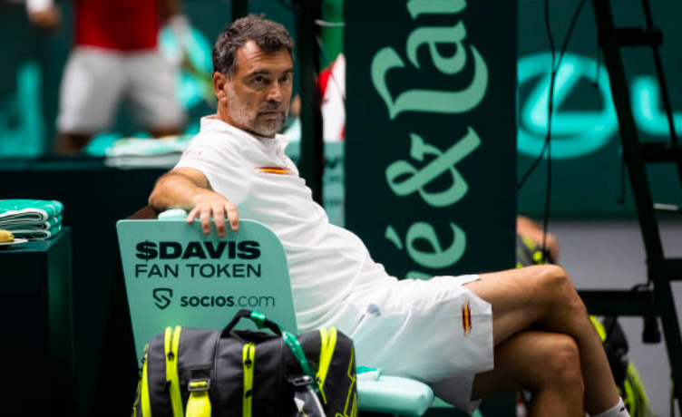 Interview with Sergi Bruguera at the Conde de Godó 2026. Source: Getty