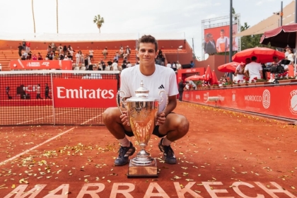 Rafa Jódar posing with the title in Marrakech. Source: Getty
