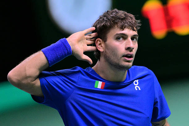 Cobolli celebrates the Davis Cup won last year. Source: Getty