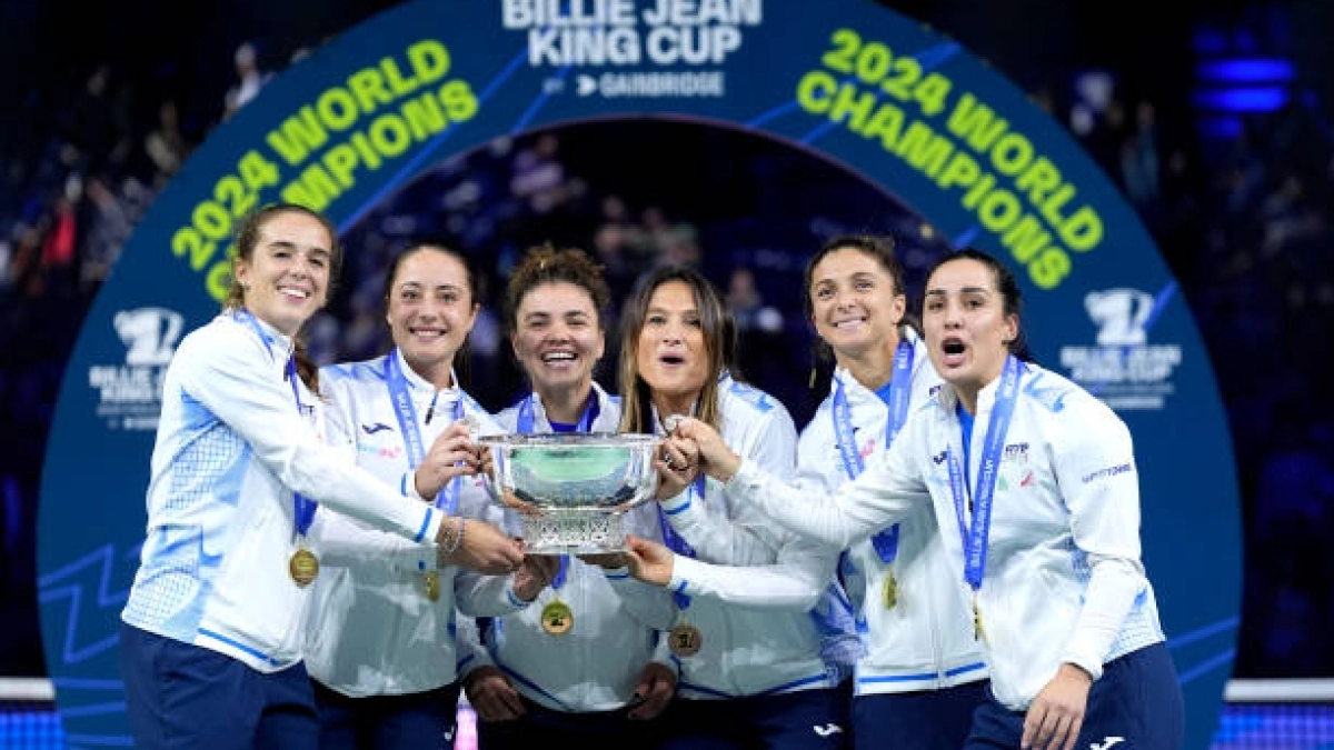 El equipo de Italia habla tras ganar la Billie Jean King Cup 2024. Foto: Getty