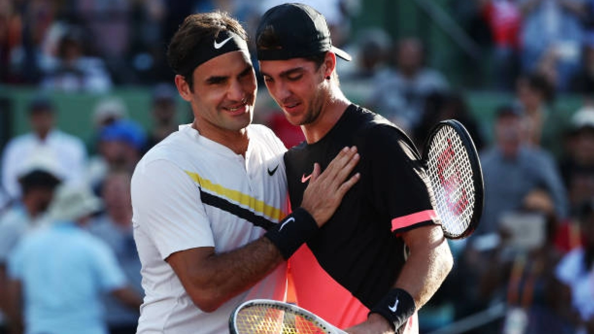 Thanasi Kokkinakis, tras derrotar a Federer en Miami 2018.