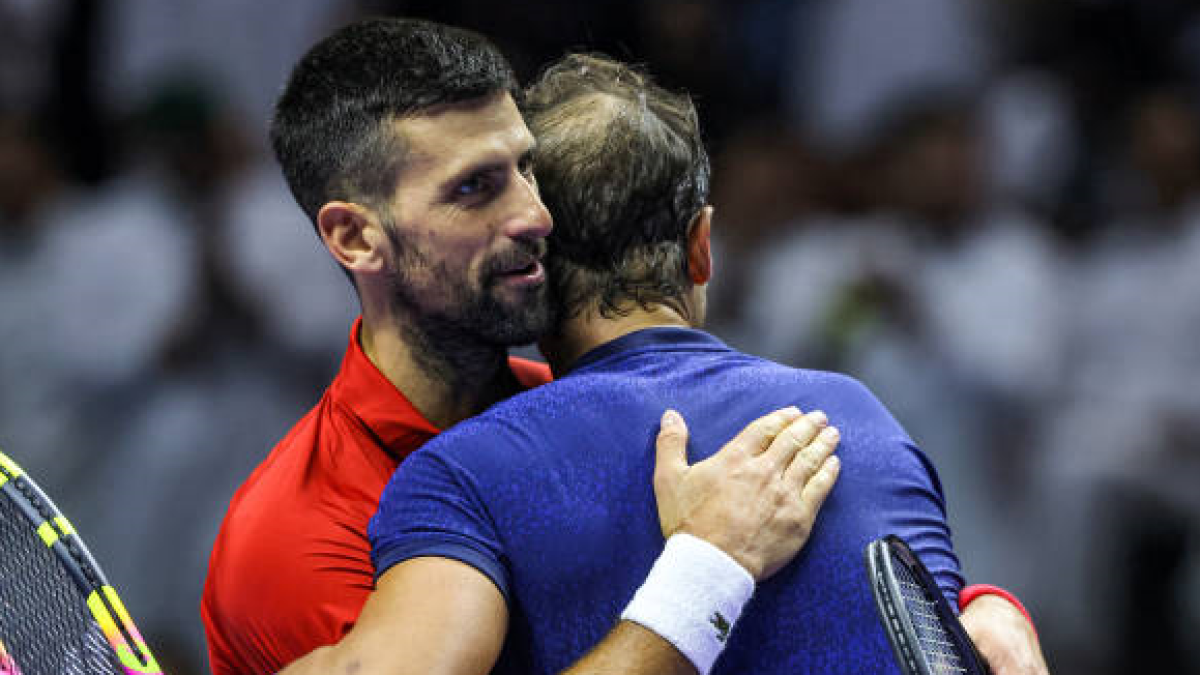 Novak Djokovic and Rafa Nadal in 2024. Photo: Getty.