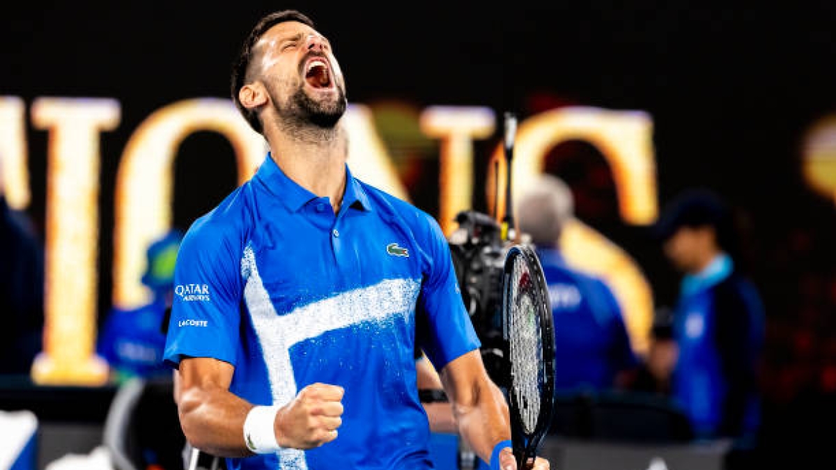 Novak Djokovic at the 2025 Australian Open. Photo: Getty.