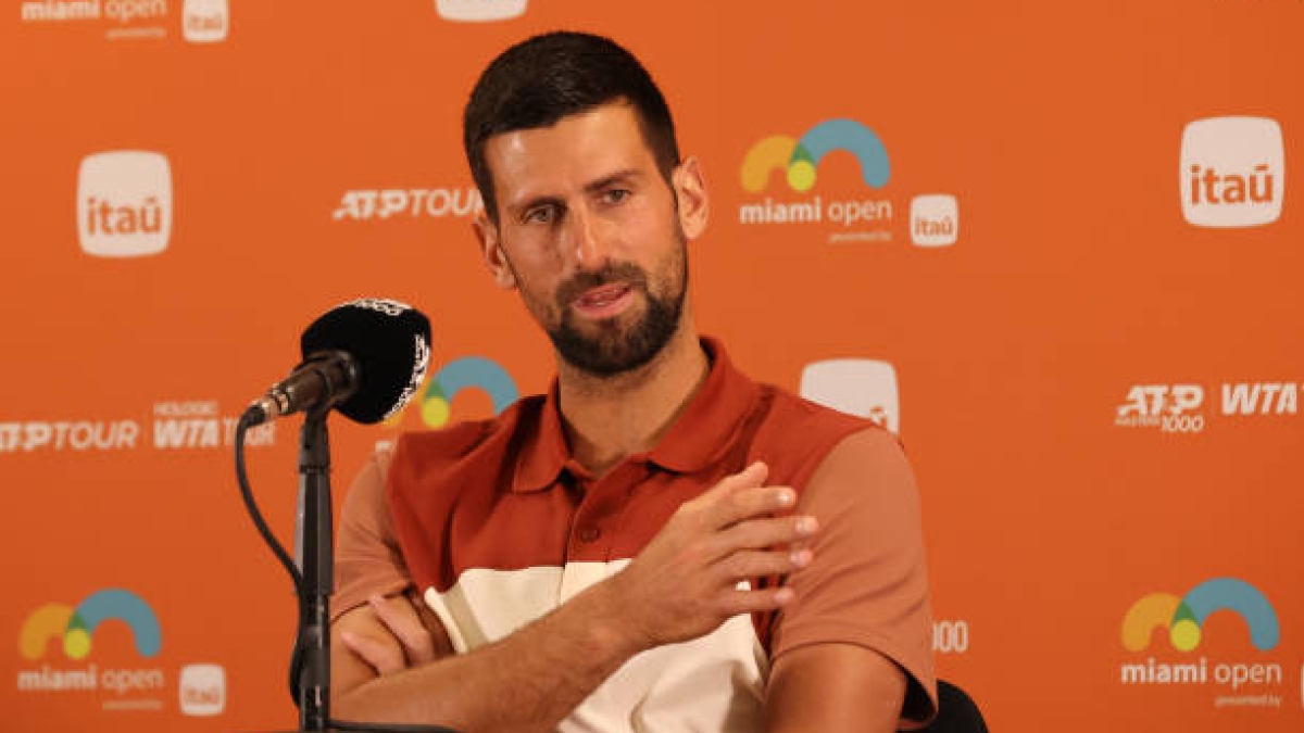 Novak Djokovic en el Media Day del Miami Open 2025. Foto: Getty