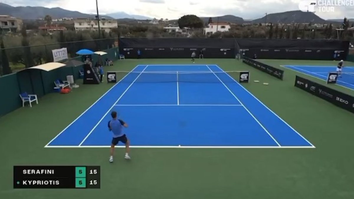 Partido entre Marcello Serafini y Evangelos Kypriotis en el Challenger de Hersonissos 1. Foto: Challenger TV